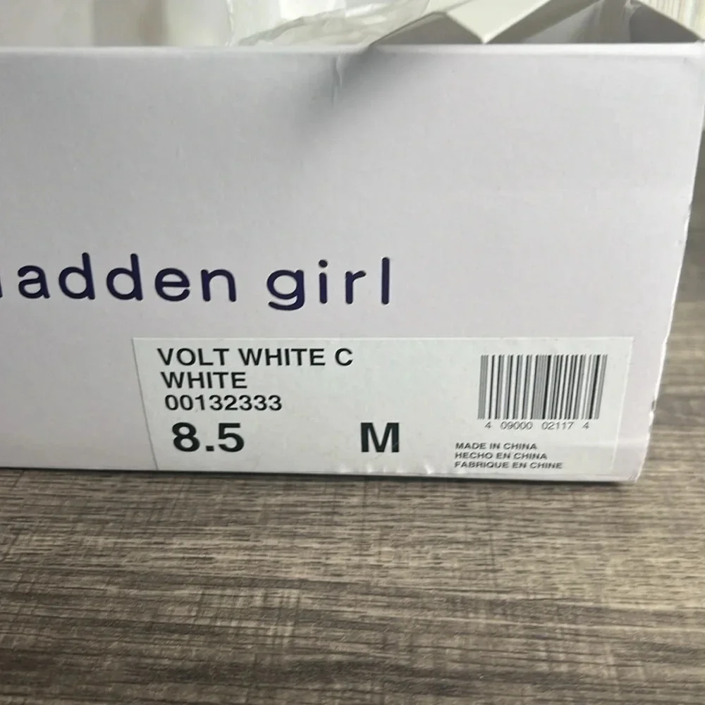 New! Madden Girl White Volt Cork Wedge Strappy Sandals Wedges Women’s Size 8.5